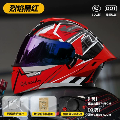 Motosiklet kaskı (dəbilqə): Open-Face Helmet All-Season Motorcycle - color-mirror-model-911-face-lift-helmet-flame-black-and-red-3cdot-dual-certification-l-size57-59