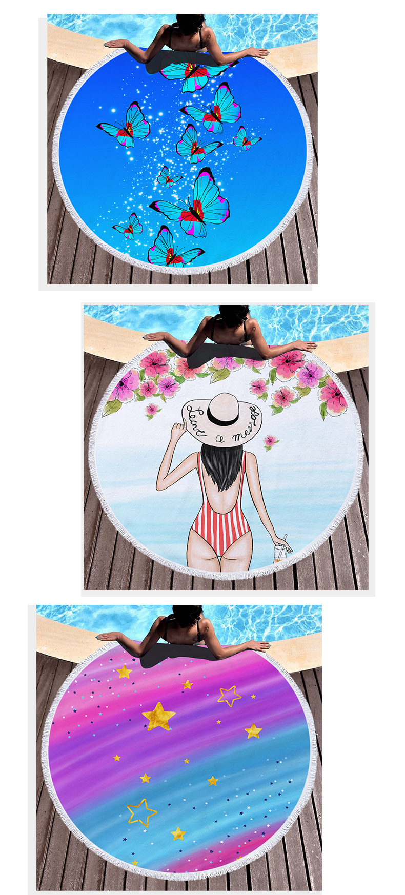 Vacation Flamingo Butterfly Beach Towels display picture 1