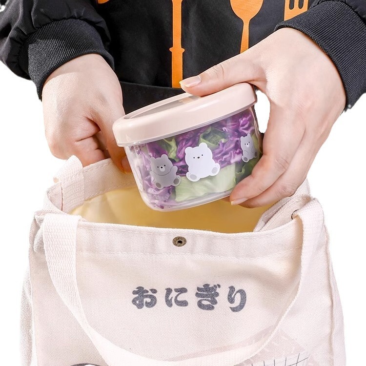 日本进口NAKAYA卡通小熊圆形宝宝辅食盒儿童便当盒便携分格水果盒|undefined