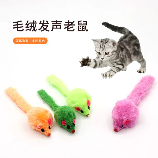 Factory wholesale cat pet interactive toy simulation colorful little mouse plush play cat bite toy