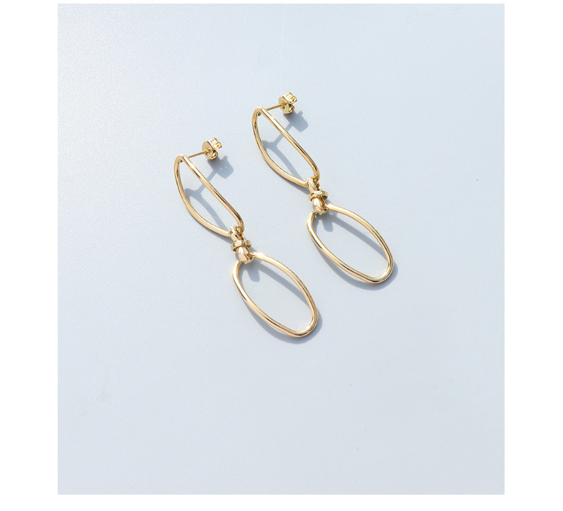 Retro Stitching Chain Necklace Titanium Steel 18K Gold Bracelet Earrings_colorza_5