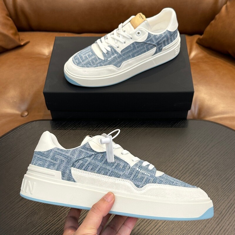 European Cross-Border Plus-Size Balmain Color-Block Low-Top Lace-Up Thick-Soled Height-Increasing Casual Sneakers B-Brand Sports Shoes