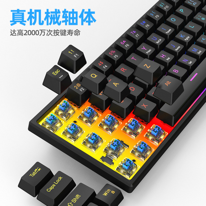 K61キー有線機械キーボード青軸RGB電気競争ゲーム発光ノートパソコンType-Cクロスボーダー卸売り|undefined