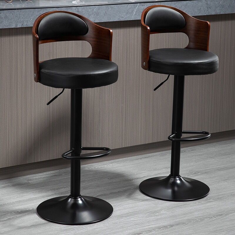 Solid Wood Bar Chair Modern Simple Bar Chair Lift and Rotate Home Backrest High Stool American Bar Stool