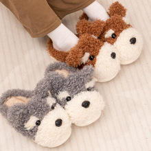 毛毛拖鞋女冬季2025新款居家室内保暖毛绒可爱小狗厚底包头棉拖鞋