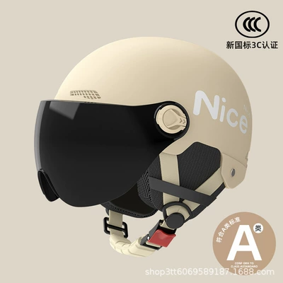 Motosiklet kaskı (dəbilqə) – adult hat half helmet - khaki-nice-hd-short-mirror