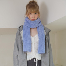 自制25%羊毛混纺韩系卷毛针织围巾女秋冬季柔软氛围感毛线围脖ins