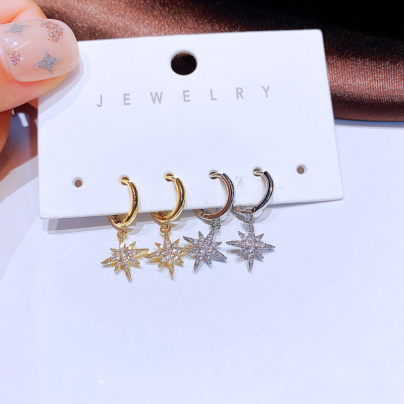 Womenu0027S Fashion Star Copper Earrings Inlaid zircon Zircon Drop Earrings