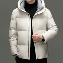 品牌男士连帽羽绒服冬季短款外套加厚轻便防寒保暖白羽绒面包服潮