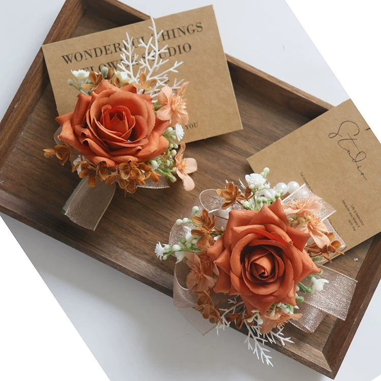 艺雅阁 2436 wedding floral simulation flower business celebration opening guest corsage corsage hand flower orange