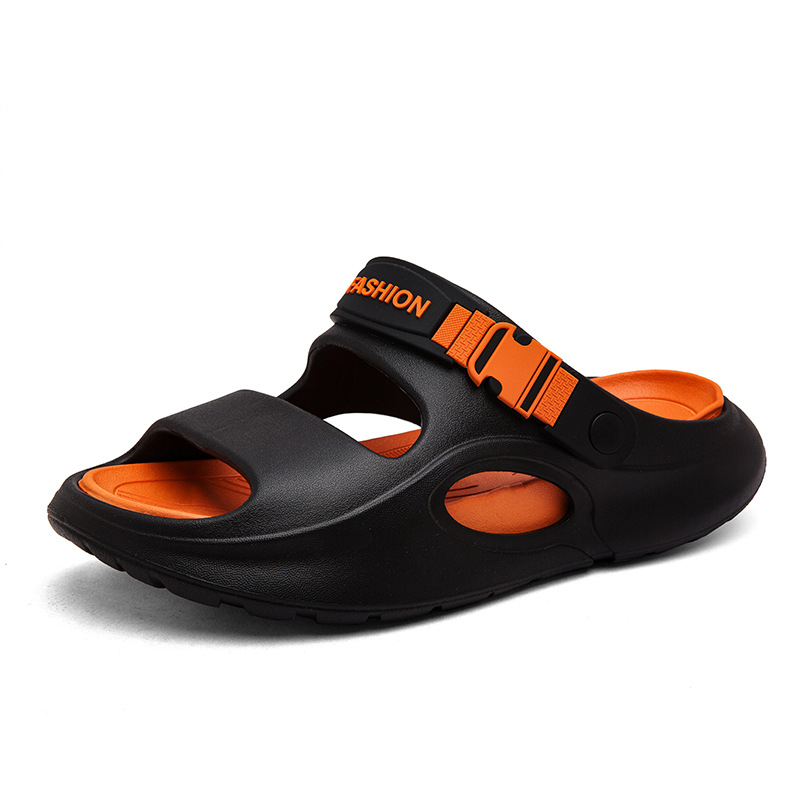 Pantuflas de dos colores para hombres en verano, antideslizante, pisando mierda, chanclas de suela gruesa, sandalias de playa de doble uso para conducción al aire libre