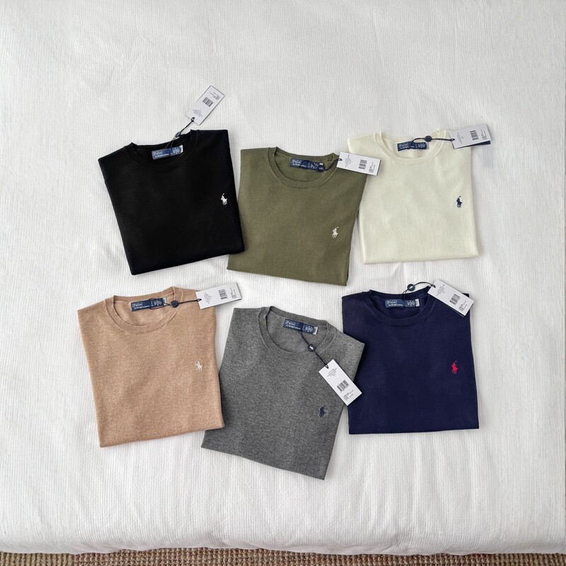 Polo Lauren high-quality small pony logo round-neck short-sleeve T-shirt, pure cotton embroidered, versatile and simple basic top