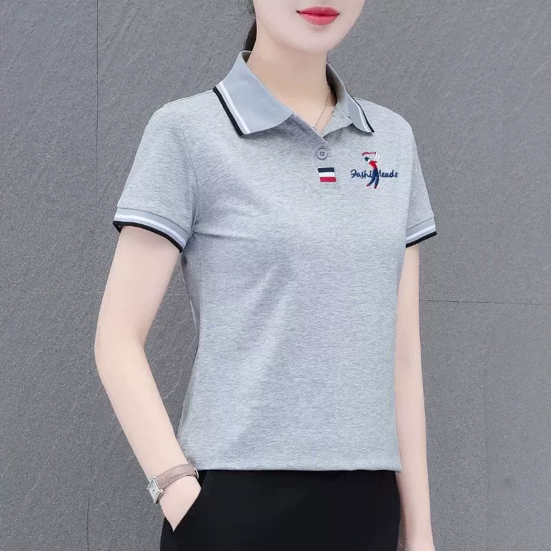Летняя тонкая футболка с коротким рукавом, спортивное поло для отдыха, западный стиль