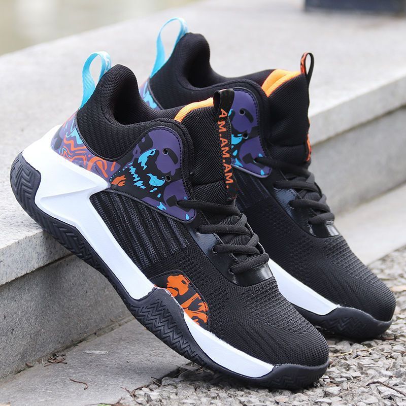 Foreign Trade Wholesale Basketball Shoes Spring and Autumn New Style Fly Woven Mesh Sports Shoes Fashion Trend Student Running Casual Men's Shoes