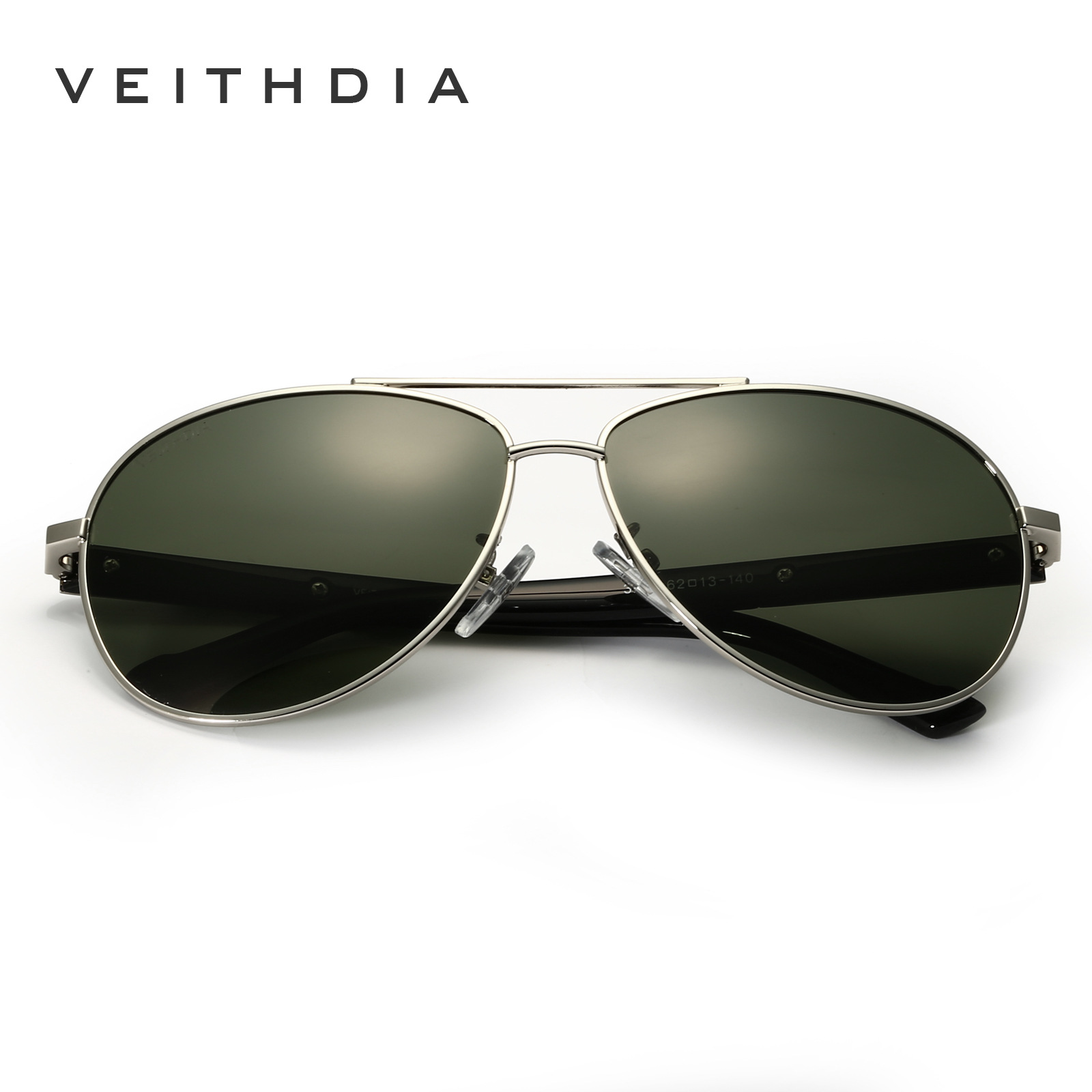 Hombres interior recubierto gafas de sol polarizadas Rana espejo marco Acero inoxidable 3250