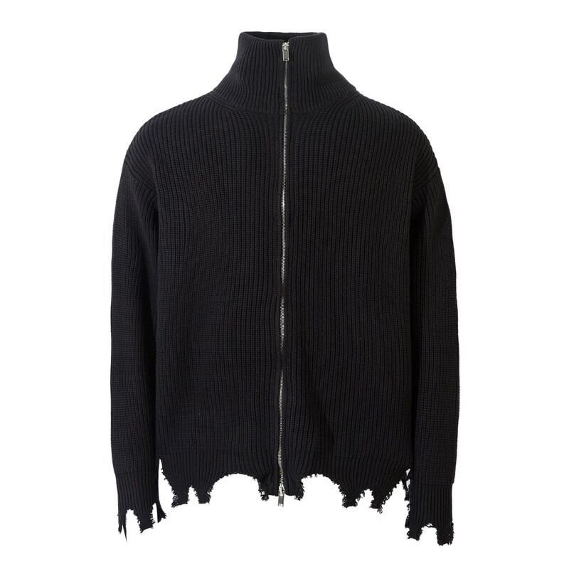 212 American Retro 2024 Autumn and Winter Men's Sweater Irregular Hem Design Men's and Women's High-end Knitted Jacket