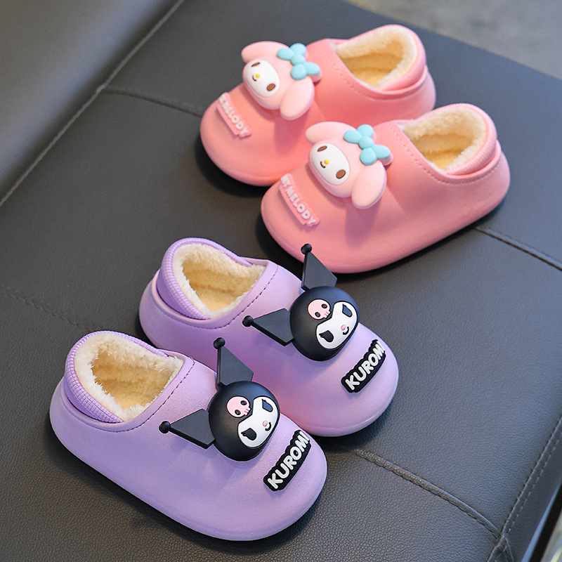 Sanliou zapatillas de algodón de invierno para niños y niñas, calentamiento y terciopelo para niños y niñas, Kullomi, lindos zapatos de algodón impermeables para bebés