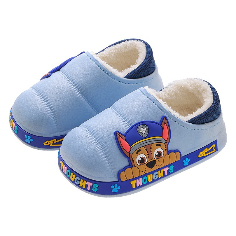 Wangwang equipo de otoño e invierno Zapatillas de algodón para niños bolsa de tacón cálido forro polar para niños bebé impermeable peludos zapatos de algodón para bebés