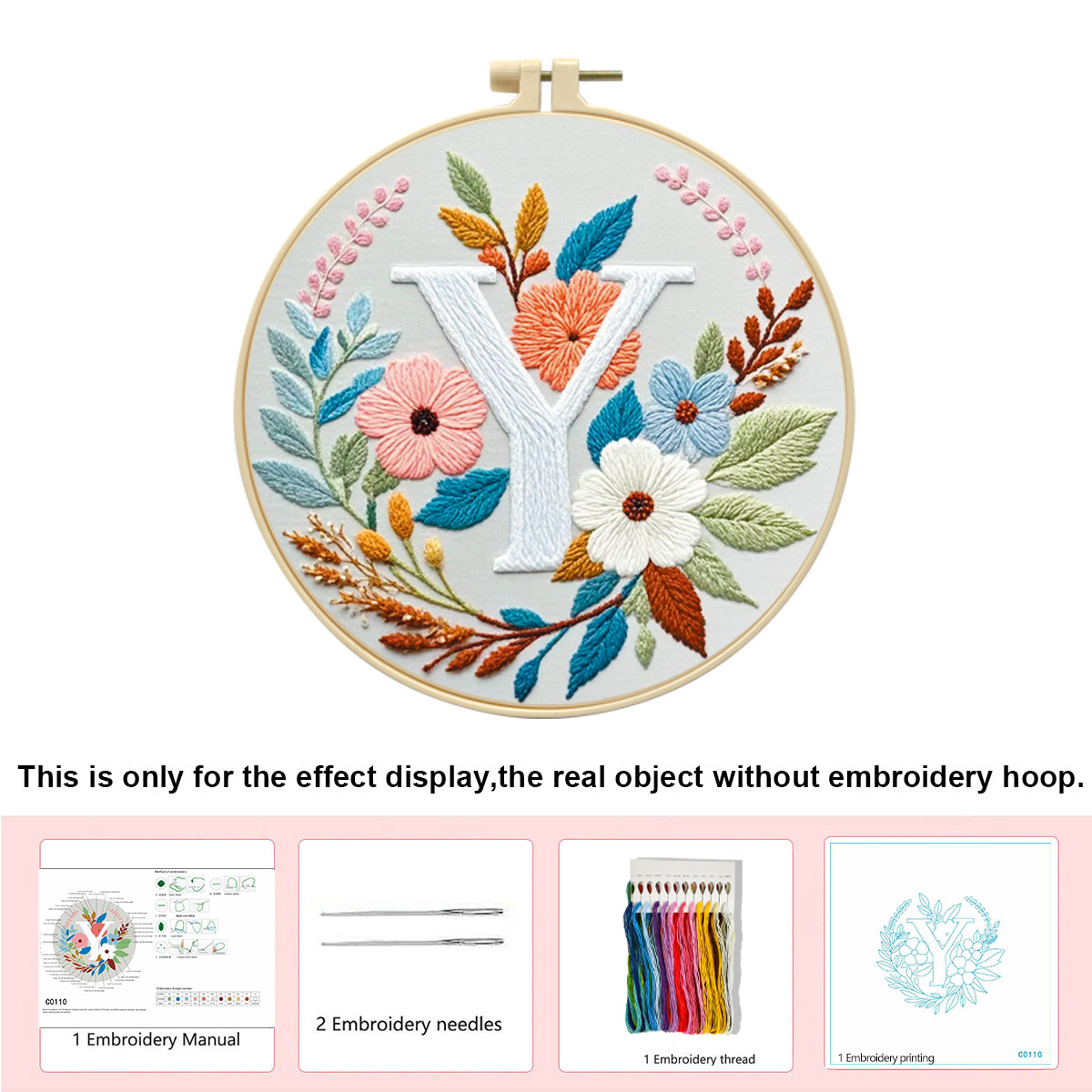 Hecho a mano flores y plantas europeas bordadas paquetes de materialdiy inglés 26 letras simple principiante nivel de bordado al por mayor