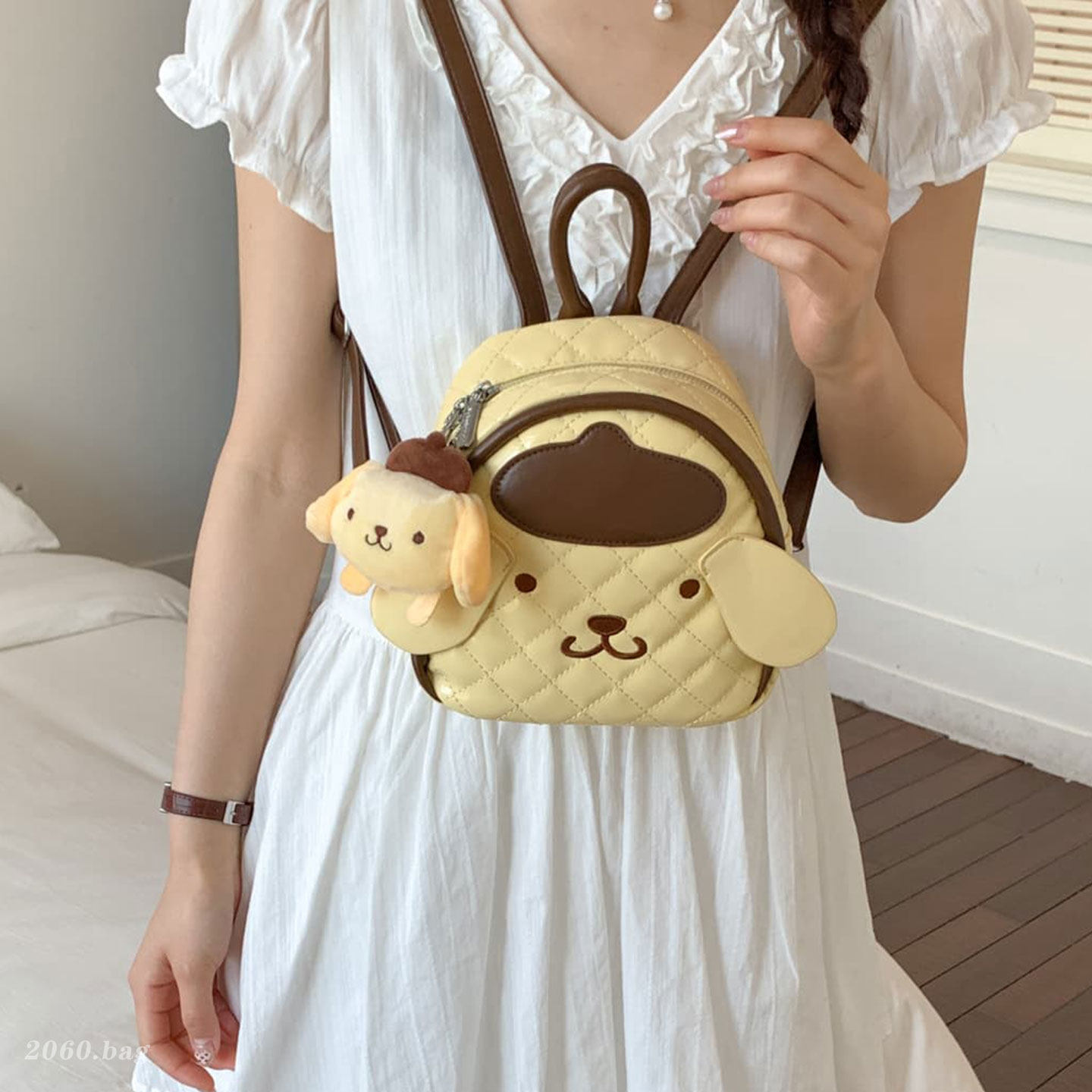 Lingerie mujer nueva mochila encantadora estudiantes diarios dibujos animados viaje 2026 nicho pudín perro mochila verano