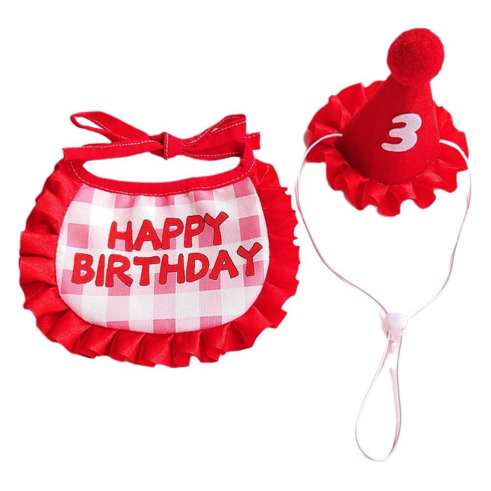 Mascota cumpleaños sombrero babero gato Feliz cumpleaños traje lindo accesorios combinación vestir joyería bufanda babero