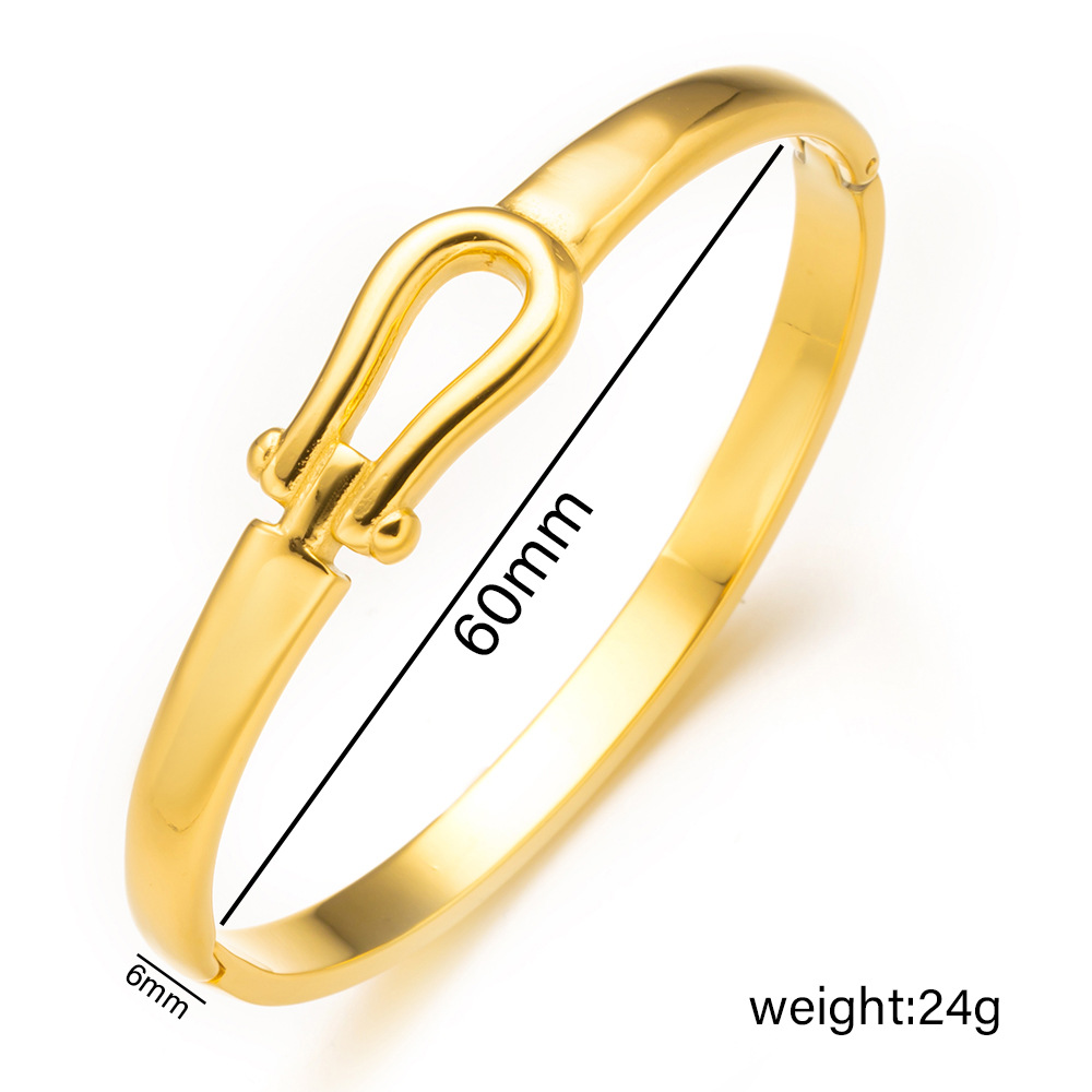 Bracciale in acciaio al titanio con fibbia a ferro di cavallo a forma di U minimalista_voghion.com