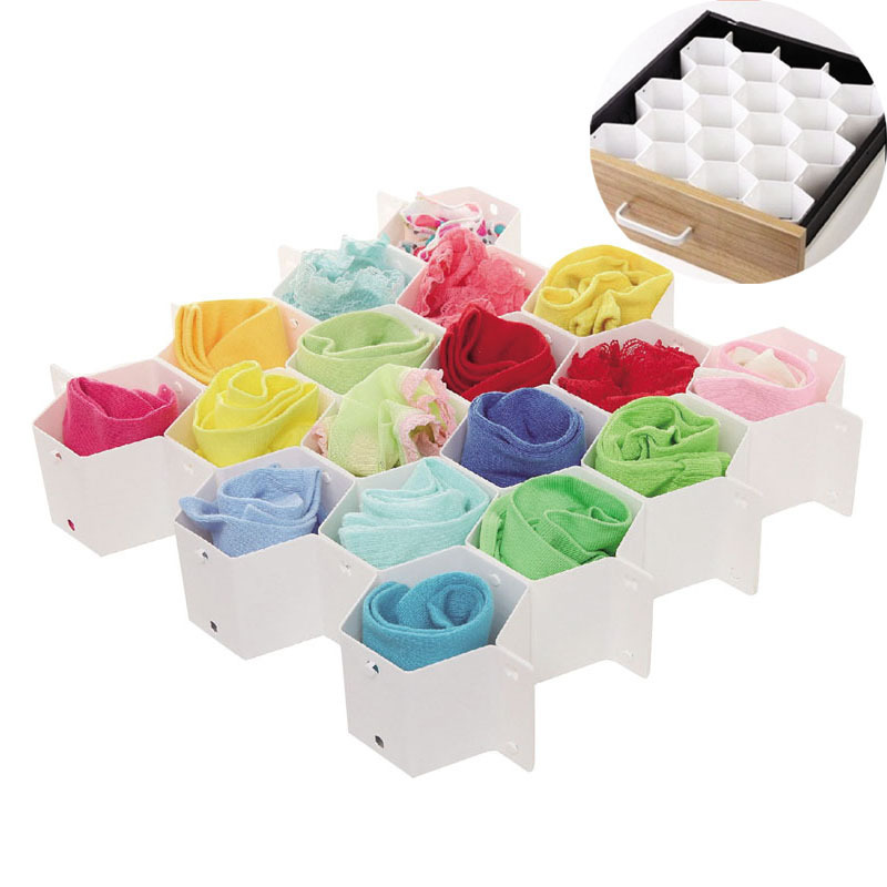 Factory Direct Sales Wholesale DIY Plastic Honeycomb Drawer Partition Organizer Socks Storage Box Storage Jewelry Box