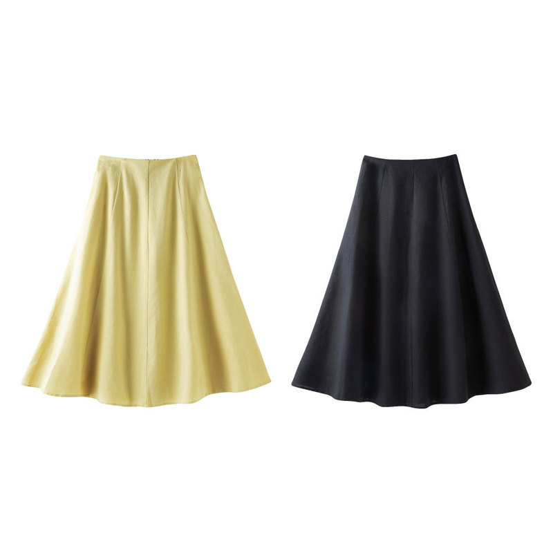 Muji Women's Hemp Cotton Wide Hem Long Skirt, Summer 2026 Women's New Style Half Skirt