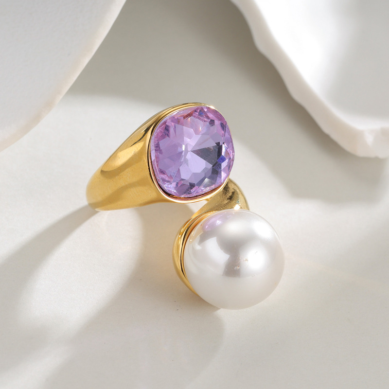 Anello donna in acciaio inox stile retrò francese con zircone_voghion.com