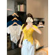 plus size Chubby Sister Summer New Pure Desire Drawstring Pleated Shoulder Short-sleeved T-shirt Slim-fit Slimming Top