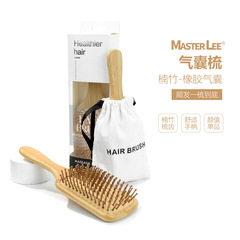 Factory Large Square Wooden Comb with Bamboo Air Cushion, Scalp Meridian Massage Comb, Hair Styling Comb, Wholesale