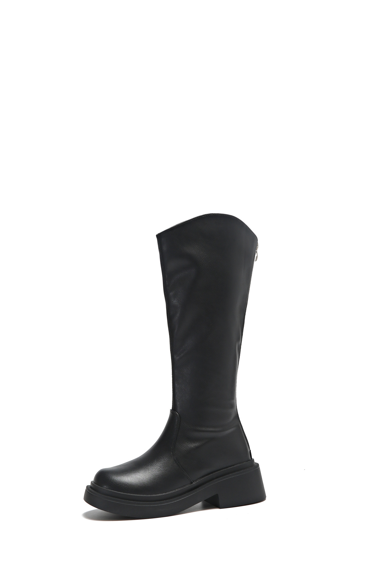 Collection Automne-Hiver 2025 : Bottes hautes pour femmes, bout rond, talons tendance, fermeture éclair au dos, style rétro_voghion.com