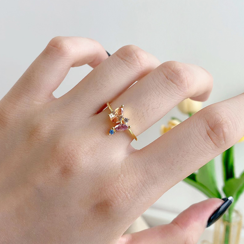 Glam Water Droplets Sterling Silver Plating Zircon Rings