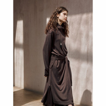 【识几】极简系带拼接感休闲通勤羊毛针织高领长袖连衣裙女M8147