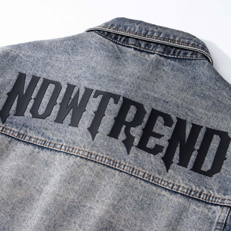 무거운 미국 빈티지 레트로 세련된 브랜드 데님 재킷 남성 새로운 미국 스타일 작업 재킷 남성복