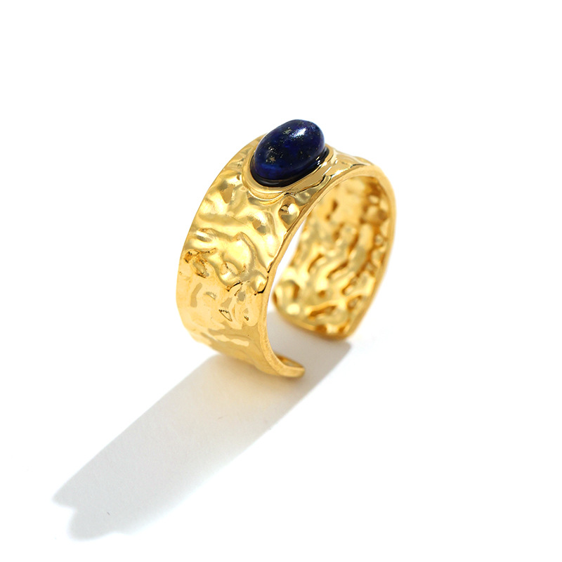 Real Gold Plated Plating Material Natural Stone, Shell Inlay Material Open Rings Classification PVD Coated Real Gold Plated Heart Shape 304 Stainless Steel Vacation Classic Style Waterproof Non Tarnish Open Rings