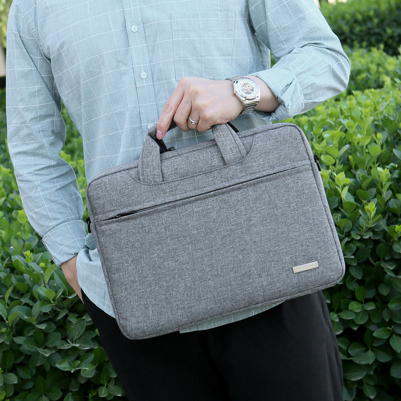 手提筆記本電腦包多功能男款會議文件包男士多隔層商務通勤公文包