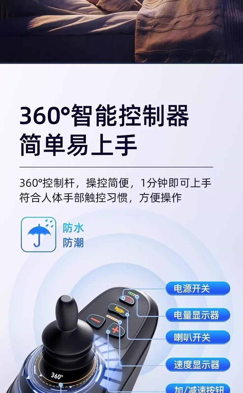 Branded electric wheelchair for the elderly, intelligent foldable electric mobility aid