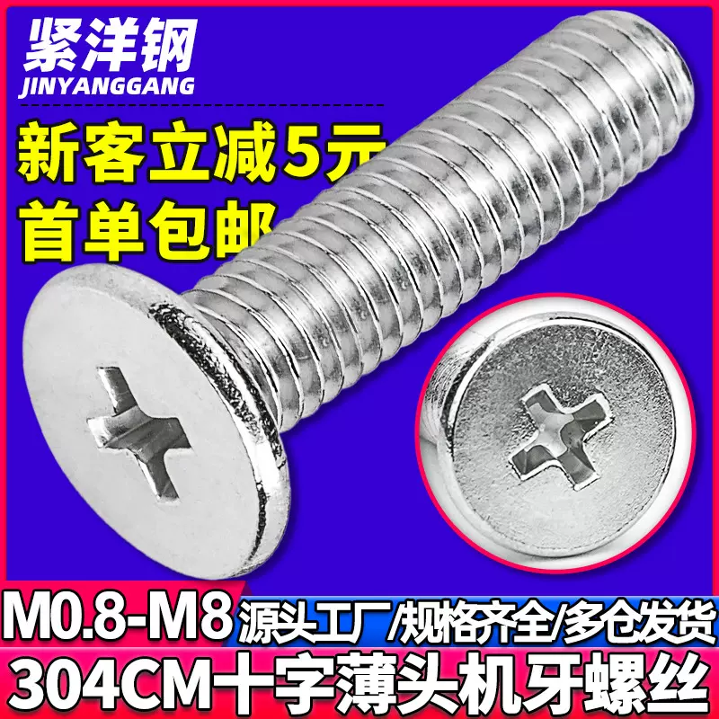 304不锈钢CM十字薄头螺丝大平头小螺钉扁平头小螺丝钉M1/M2/M2.5