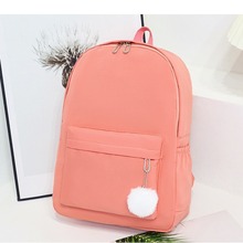 跨境户外双肩包简约韩版小学生背包纯色大容量书包潮流时尚高颜值