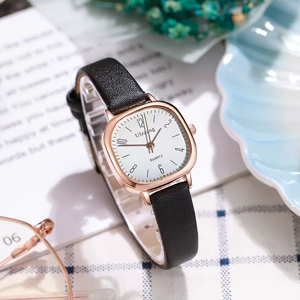 Vintage Exam Watch for Women, Student Style, High Aesthetic Value, Light Luxury, British Style, Small Square Dial, Women's Quartz Watch