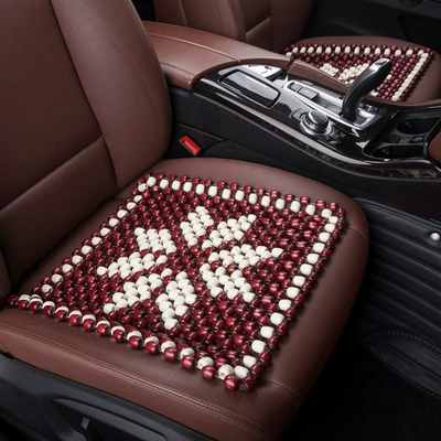 Summer Popular Car Seat Cushion Office Chair Square Cushion Single Piece Cooling Cushion Breathable Wooden Bead Seat Cushion Universal Bead Ventilation (Cool pad) - eight-leaf-flowerred-square-pad