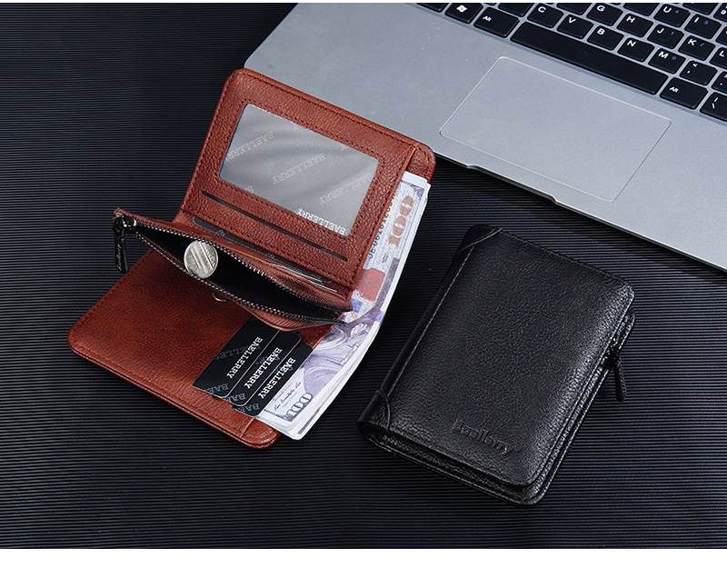 69g Weight Polyester Lining Material Zipper Closure Type Small Wallets Bags Type 1 Piece Quantity Daily Occasion Pu Leather Material Solid Color Pattern All Seasons Season Men's Gender Sewing Thread Design Business Style Square Shape Men's Solid Color Pu Leather Zipper Small Wallets 16