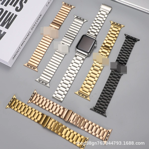 Подходит для Apple appl ewatch три бусины из нержавеющей стали бамбуковый совместный ремешок умный часовой завод с ремешком Huawei пряжка