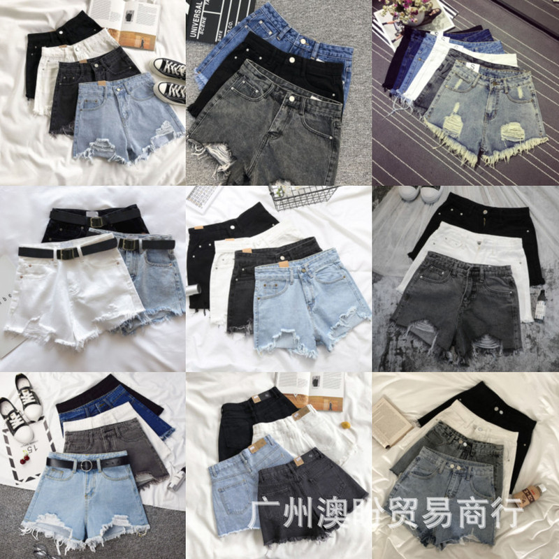 Denim Shorts Girls 2025 Summer Curled Pants Slightly Flawed High Waist Straight-Leg Quarter Pants Easiest for Match Wide Leg Medium Pants