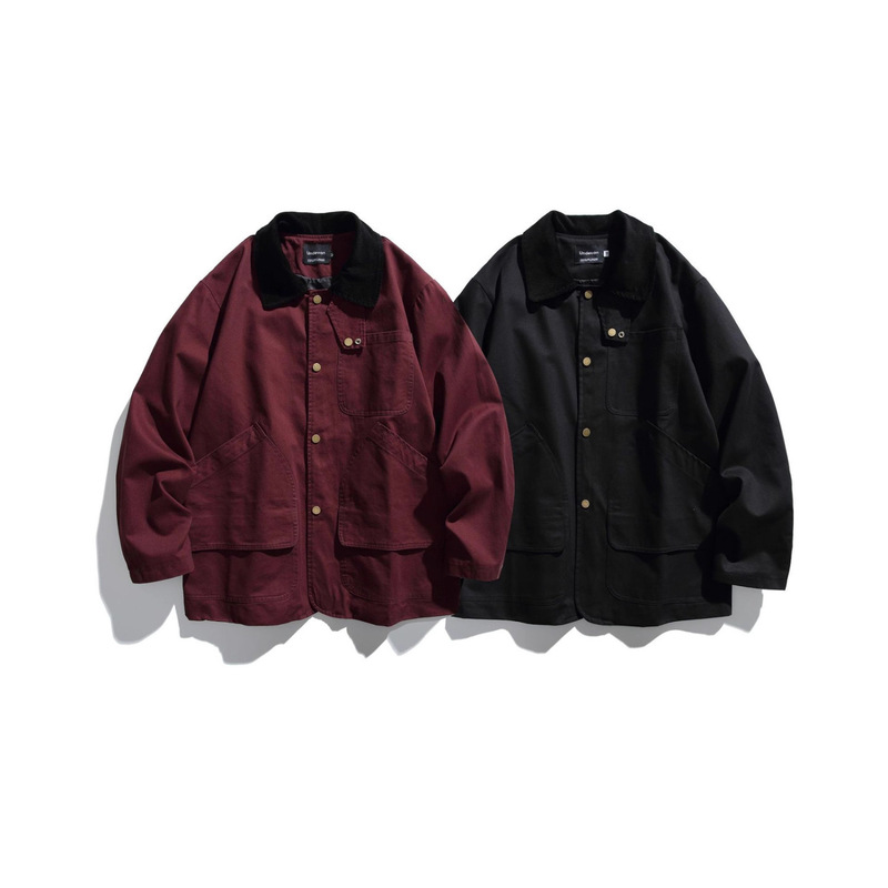 Mr. Song's Cross-Border Autumn High-End Retro Workwear Trench Coat Detroit Unisex Loose Hunting Color-Blocking Jacket Coat