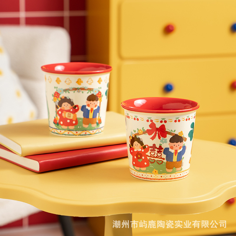 Good-Looking High-End Couple's Happy Word Pair Cup Engagement Newlywed Wedding Gift for Newlyweds Besties Friends Water Cup Mug