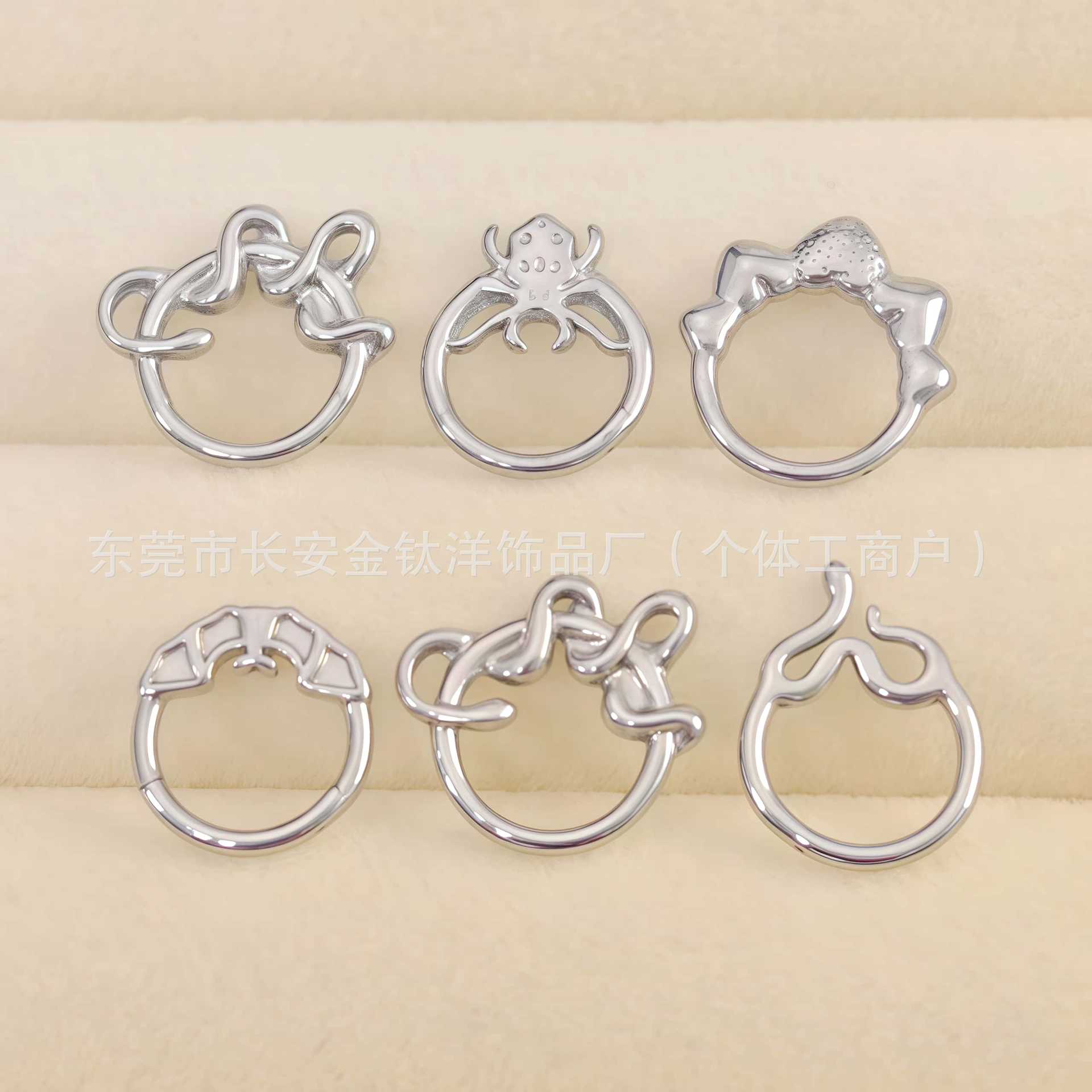 F136 Titanium Fashion Geometric Closed Ring Pinless Hoop Earrings Nose Ring Seamless Ring G23 Titanium Alloy Piercing Jewelry detail image 7