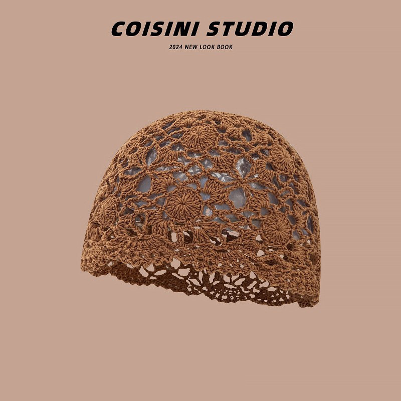 Retro artístico tejido a mano agujero gorra gor