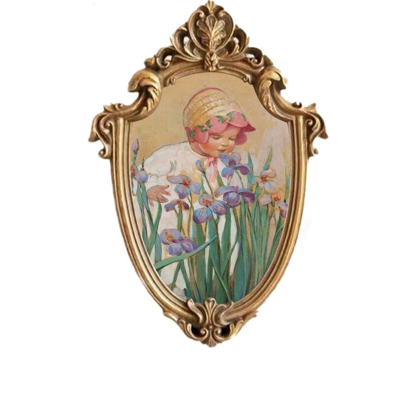 European style old special-shaped photo frame French classic bathroom mirror 8 inch 12 inch wall hanging table niche art decoration